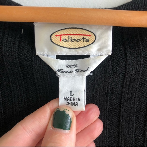 Vintage Talbots merino wool Granny square crochet knit sweater vest Sz L - Picture 3 of 14